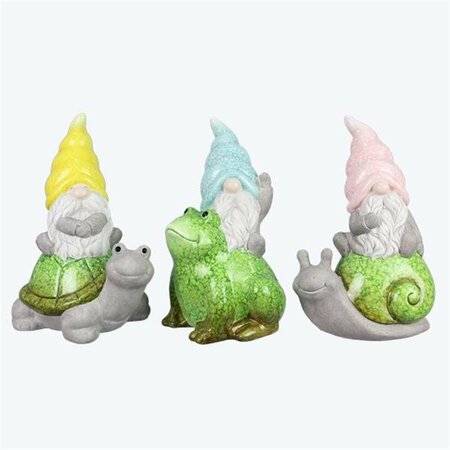 YOUNGS Ceramic Gnomeon Friend Decor, Assorted Color - 3 Piece 72082